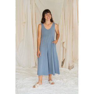 NWT Mien Lakeside Wide Leg Jumpsuit M Dusty Blue